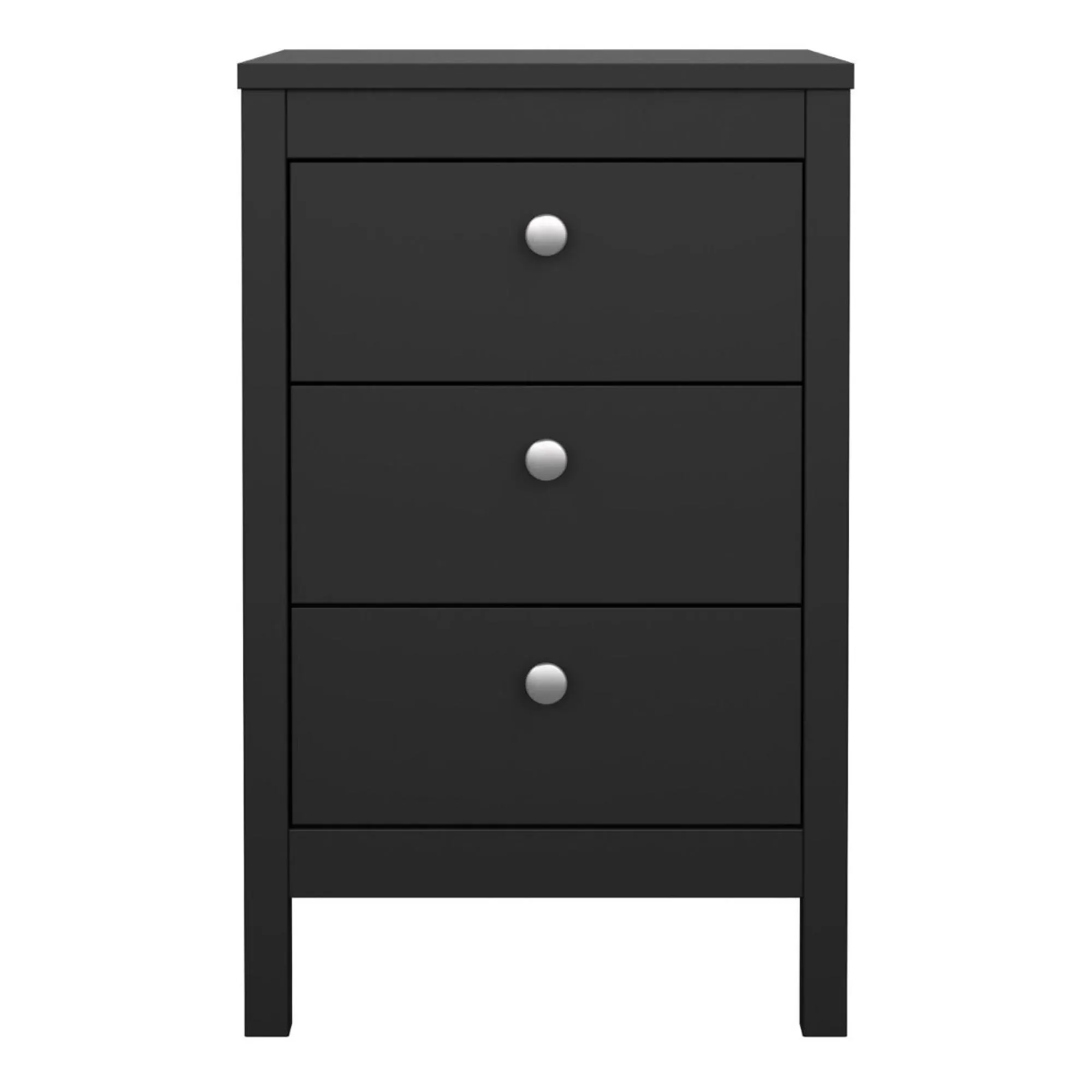 Madrid 3 Drawer Bedside Table - Matt Black