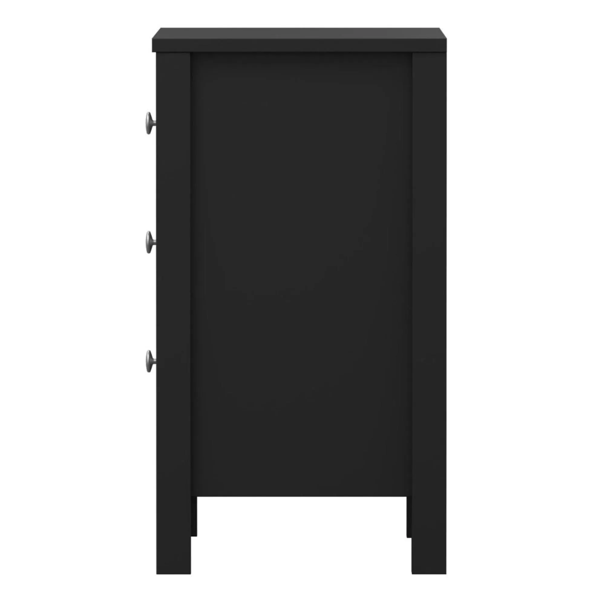 Madrid 3 Drawer Bedside Table - Matt Black