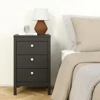 Madrid 3 Drawer Bedside Table - Matt Black