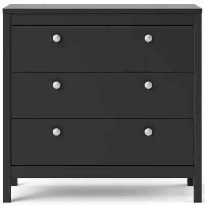 Madrid 3 Drawer Small Chest - Black