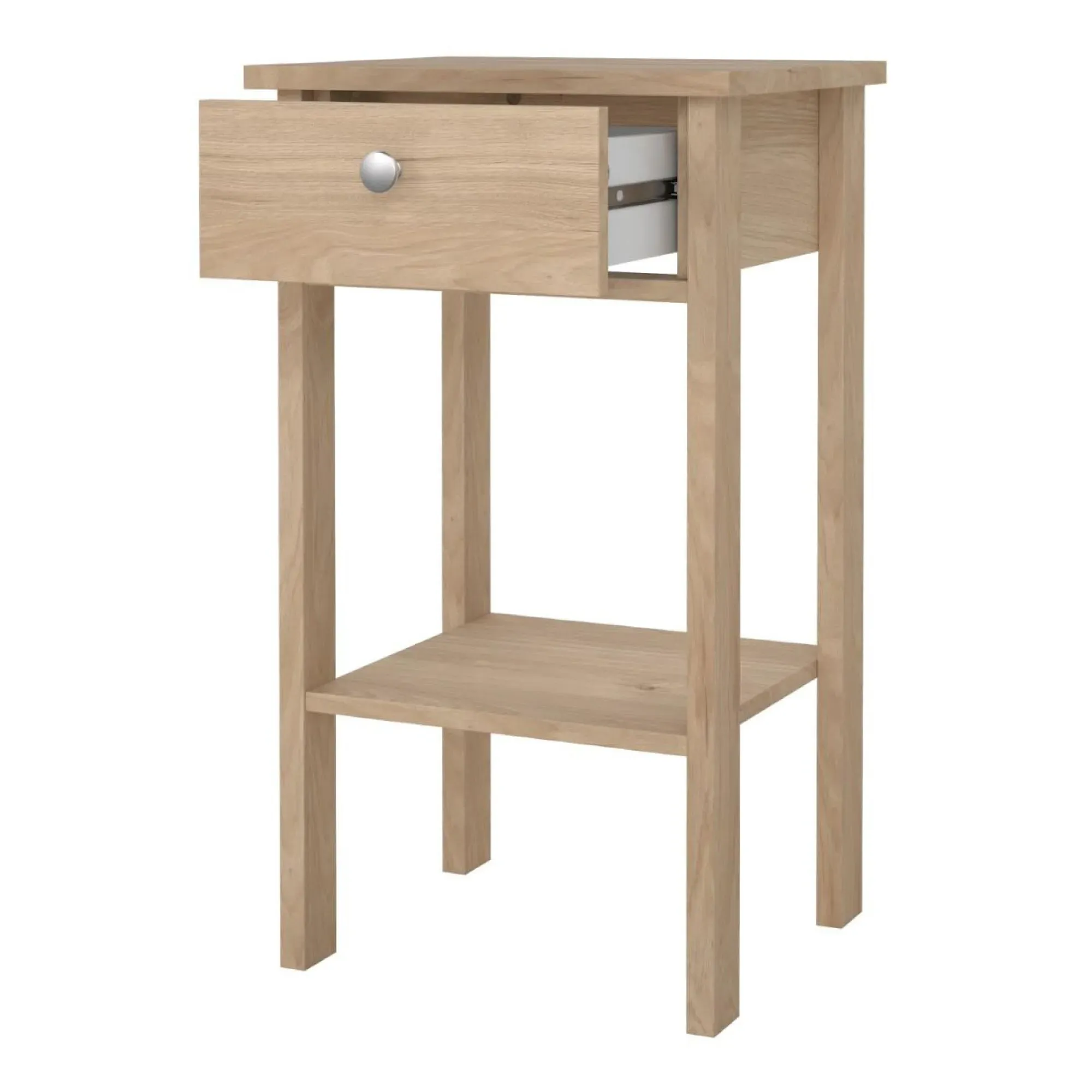 Madrid Jackson Hickory 1 Drawer Bedside Table - Oak