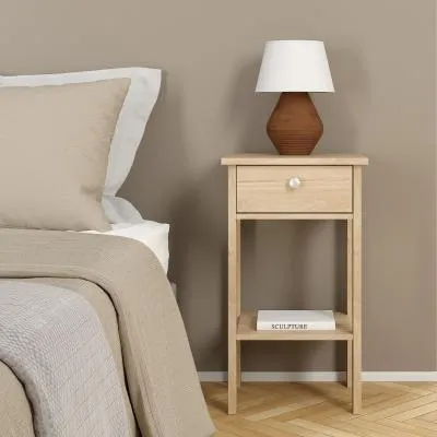 Madrid Jackson Hickory 1 Drawer Bedside Table - Oak