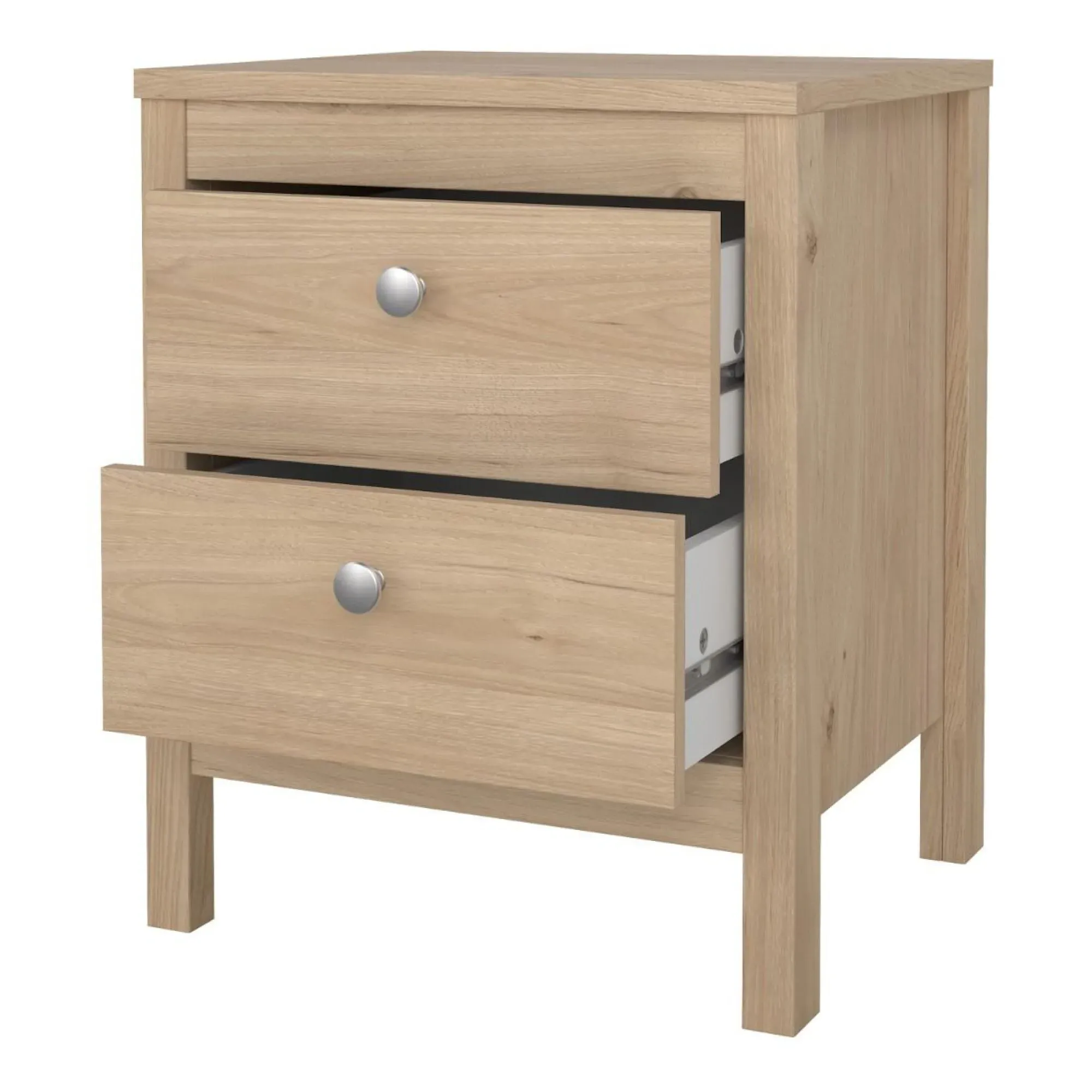 Madrid Jackson Hickory 2 Drawer Bedside Table - Oak