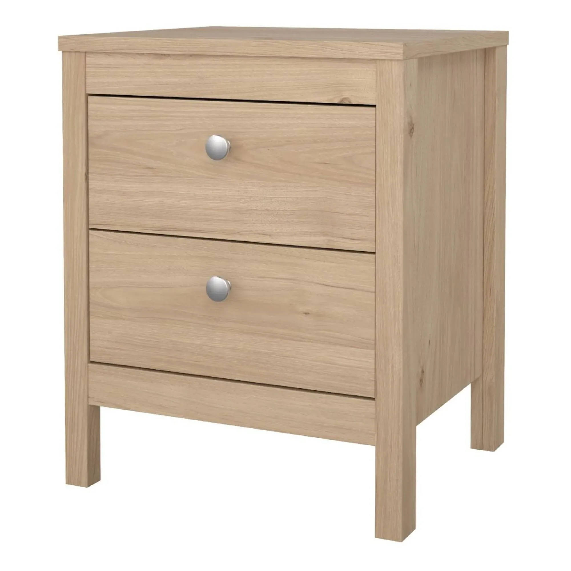 Madrid Jackson Hickory 2 Drawer Bedside Table - Oak