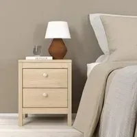 Madrid Jackson Hickory 2 Drawer Bedside Table - Oak