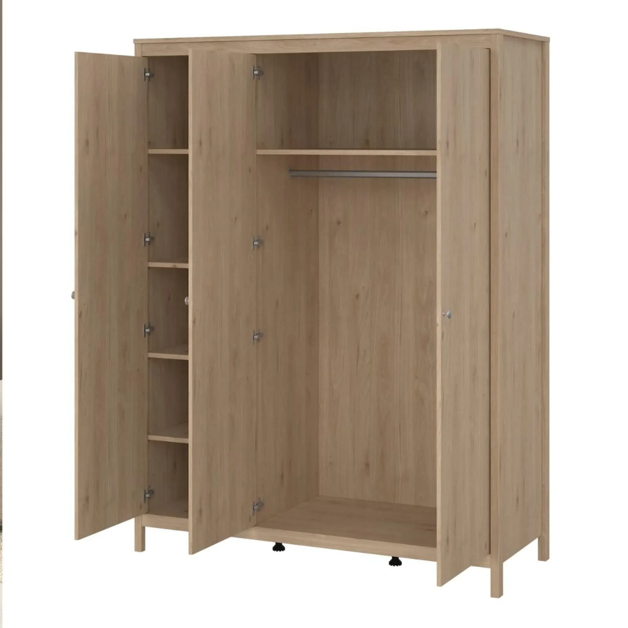 Madrid Jackson Hickory 3 Door Wardrobe - Oak