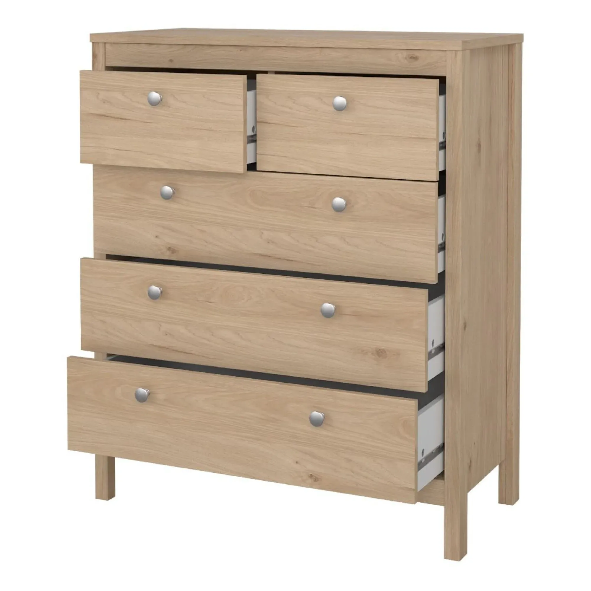 Madrid Jackson Hickory 3+2 Drawer Chest - Oak