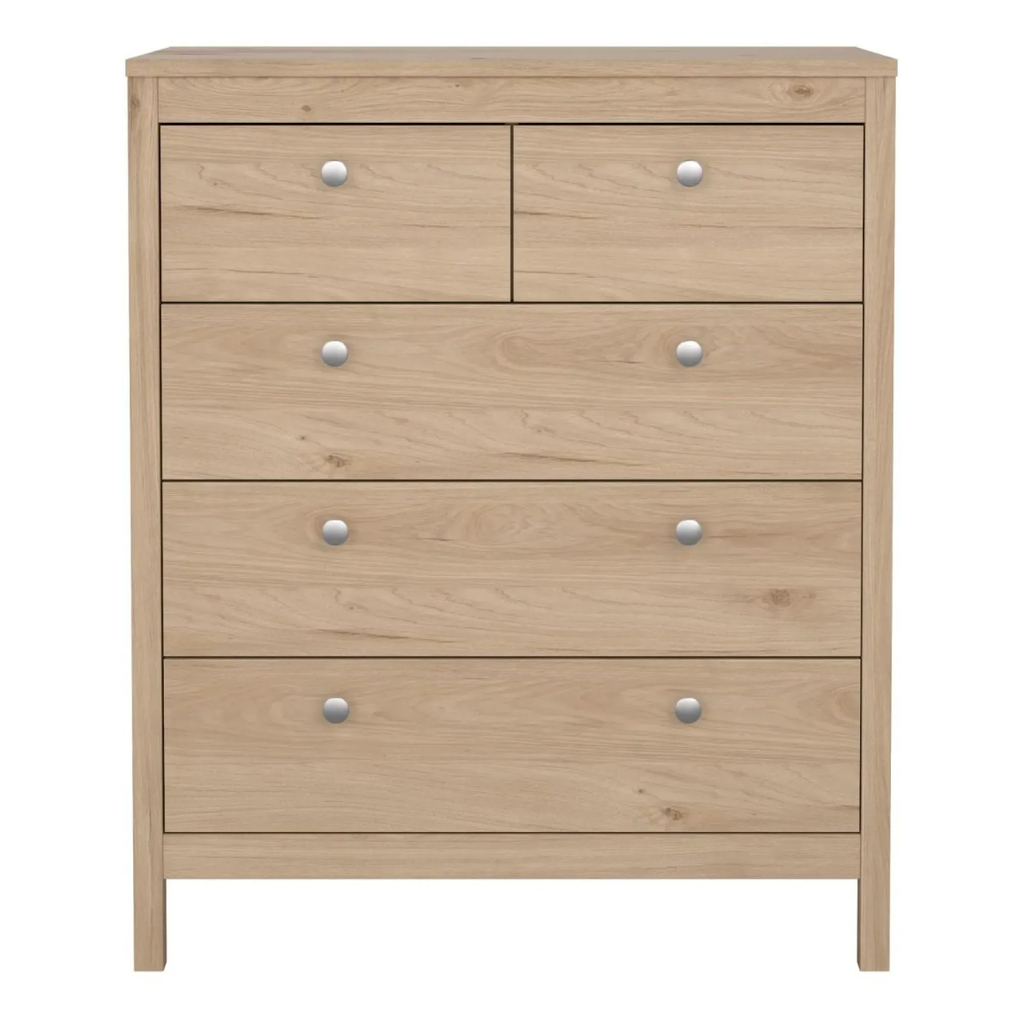 Madrid Jackson Hickory 3+2 Drawer Chest - Oak