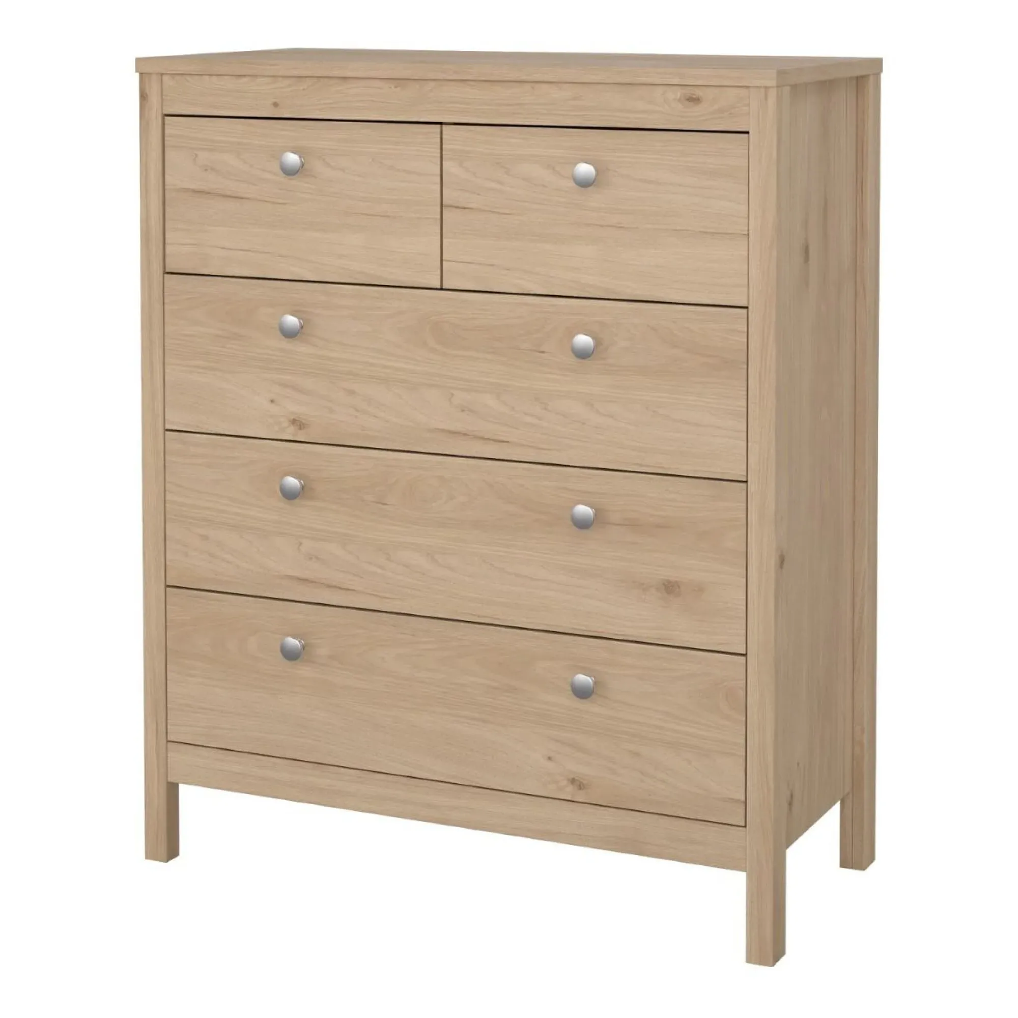 Madrid Jackson Hickory 3+2 Drawer Chest - Oak