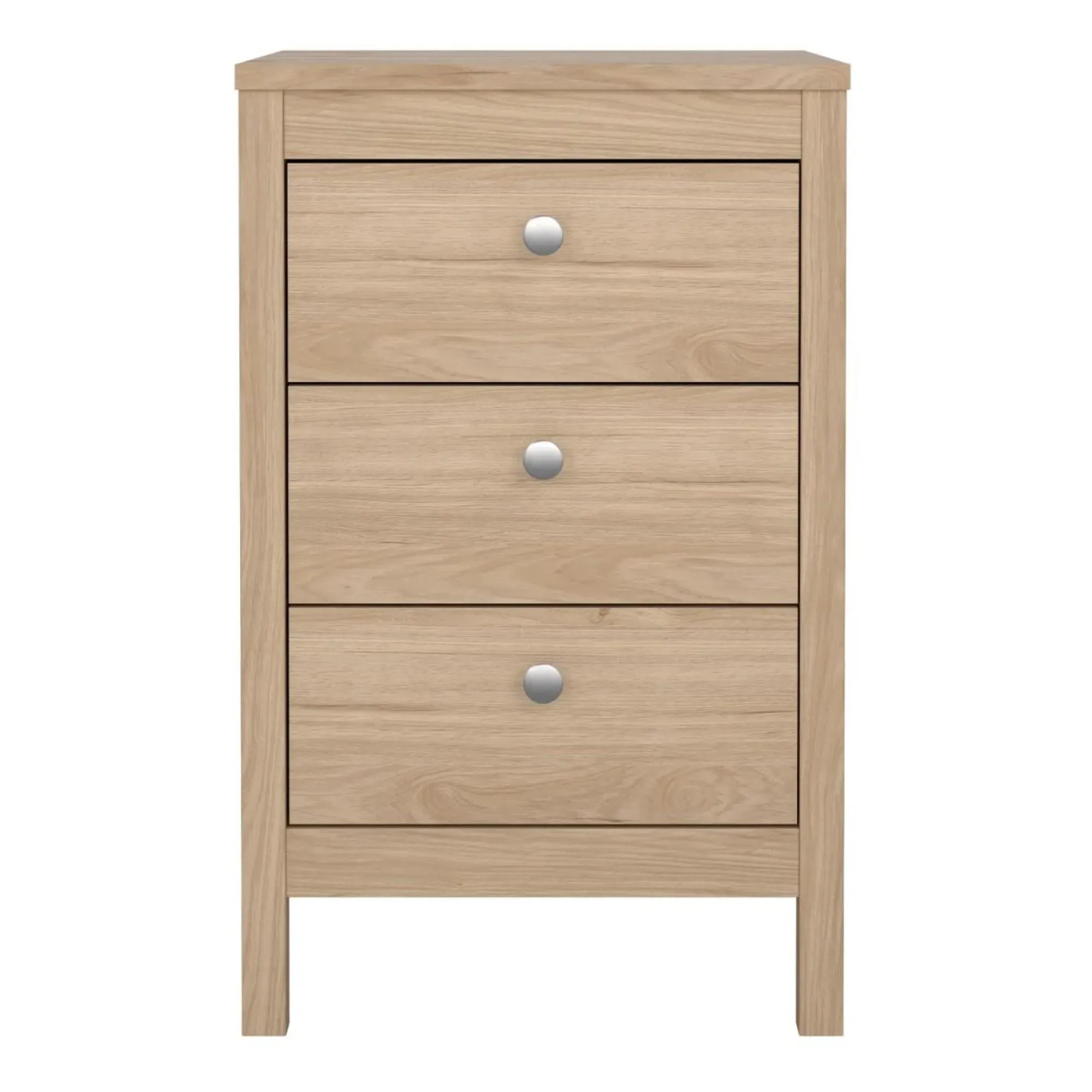 Madrid Jackson Hickory Oak 3 Drawer Bedside Table - Brown