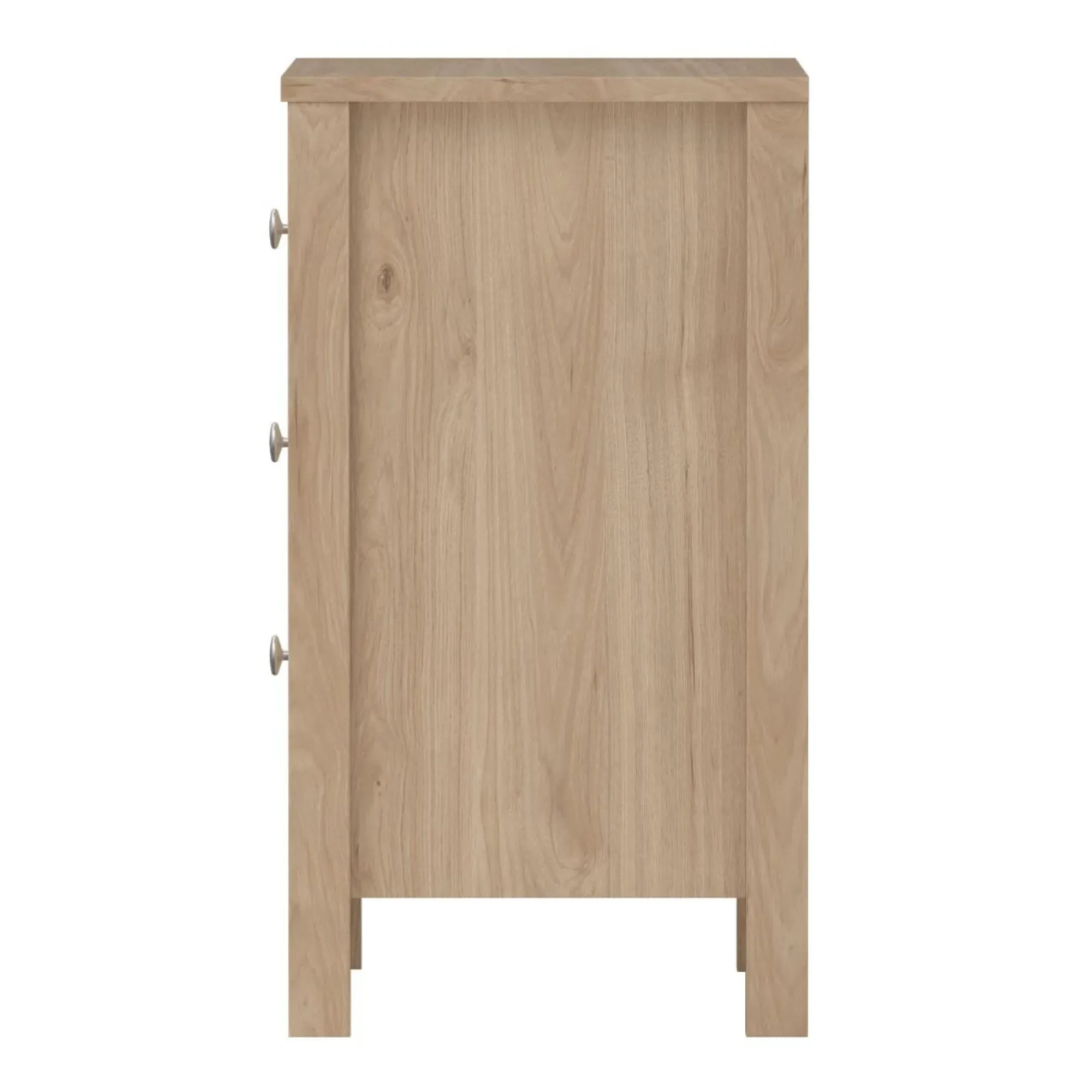Madrid Jackson Hickory Oak 3 Drawer Bedside Table - Brown