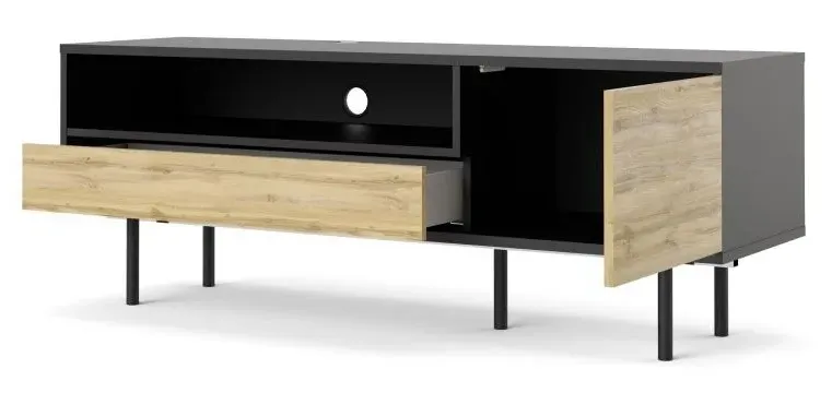 Match 137cm TV Unit with Storage - Black, Oak