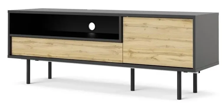 Match 137cm TV Unit with Storage - Black, Oak