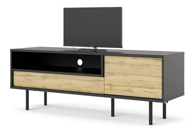 Match 137cm TV Unit with Storage - Black, Oak