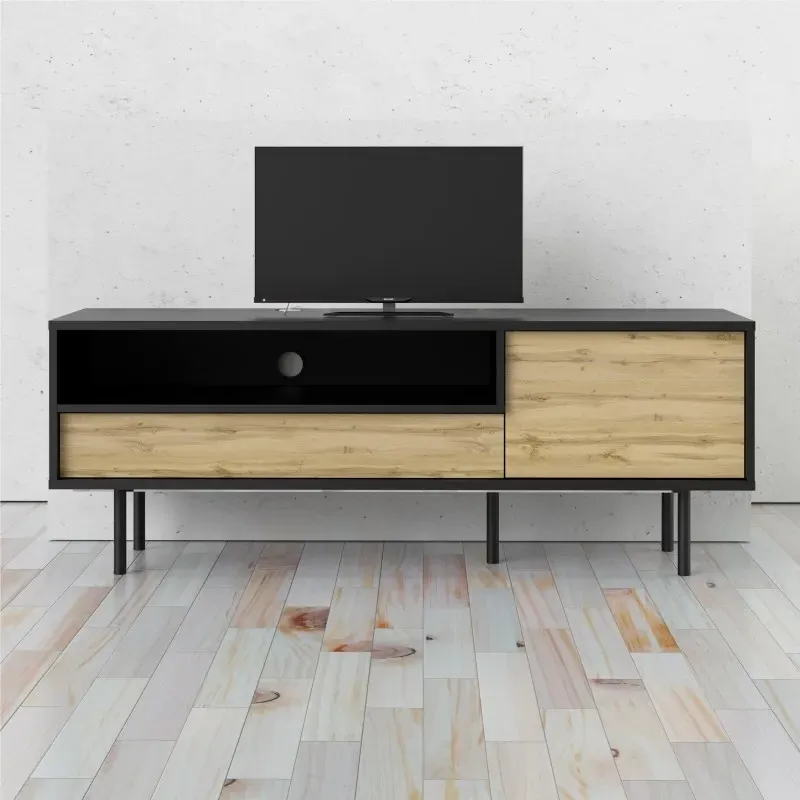 Match 137cm TV Unit with Storage - Black, Oak