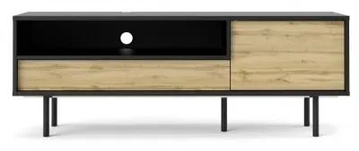 Match 137cm TV Unit with Storage - Black, Oak image