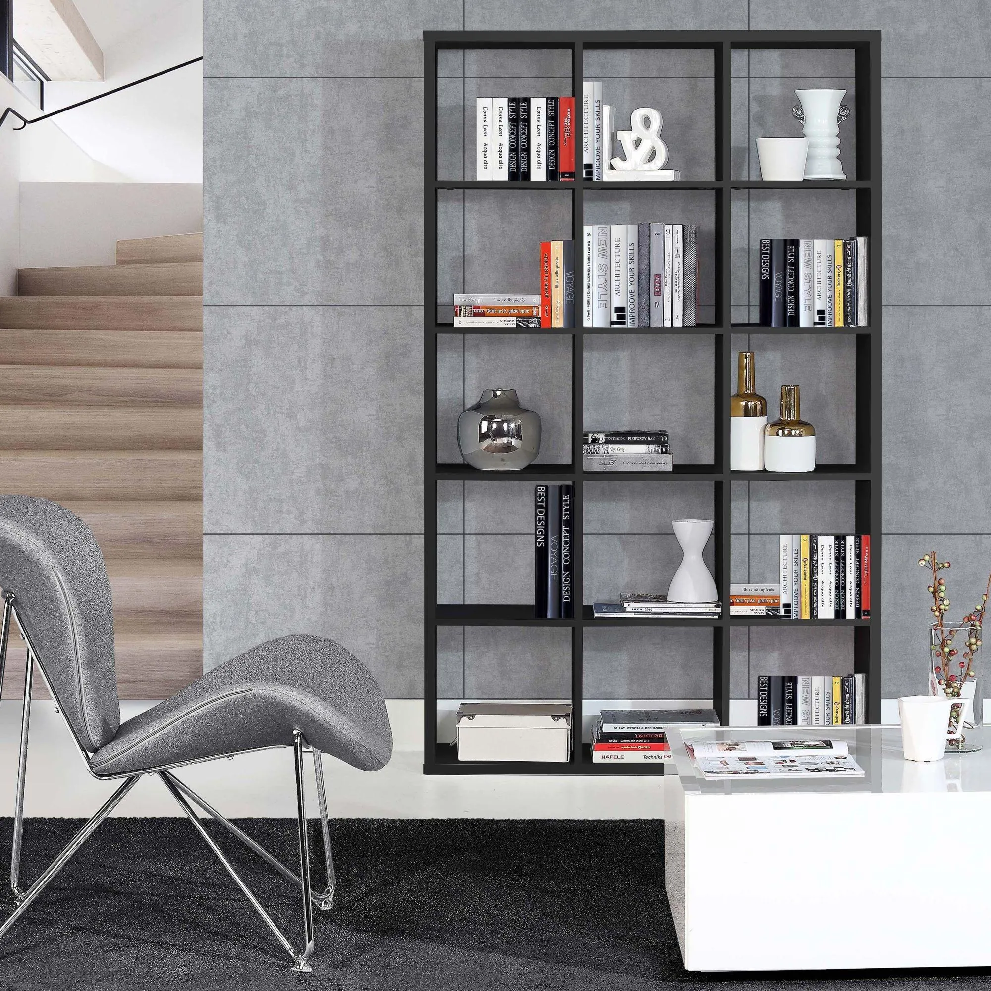 Mauro 15 Open Shelving Unit - Matt Black