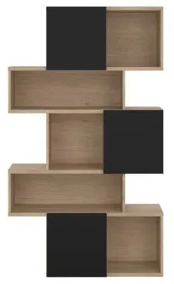 Maze Asymmetrical Bookcase - Oak, Black image