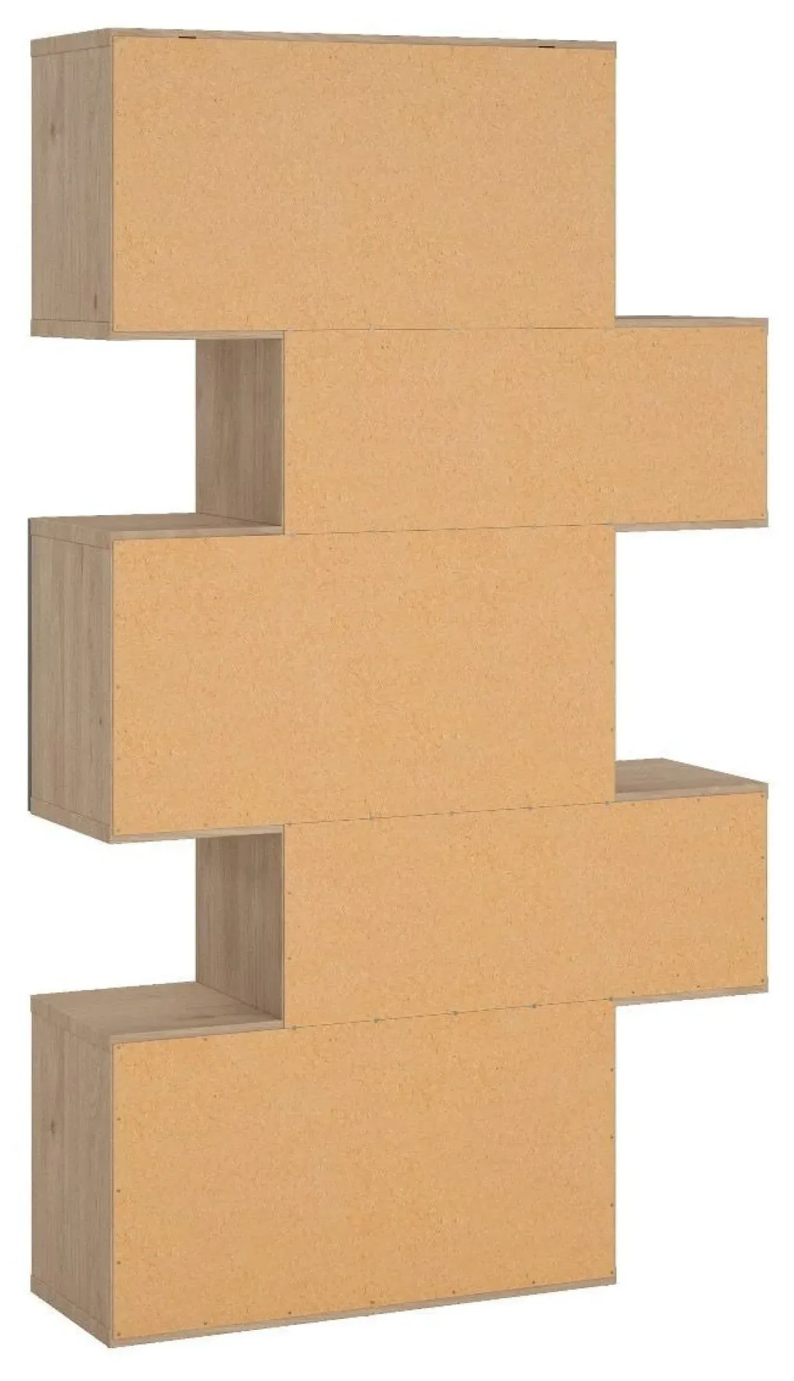 Maze Asymmetrical Bookcase - Oak, Concrete Effect