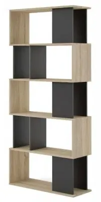 Maze Open Bookcase - Black, Oak Effect image