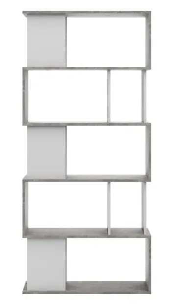 Maze Open Bookcase - White, Concrete Effect