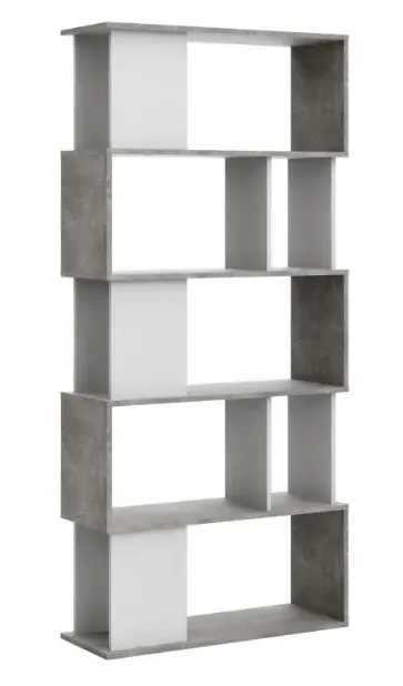 Maze Open Bookcase - White, Concrete Effect
