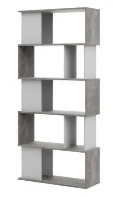 Maze Open Bookcase - White, Concrete Effect