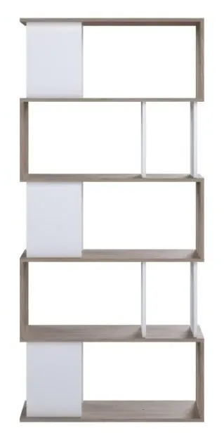 Maze Open Bookcase - White, Oak Effect