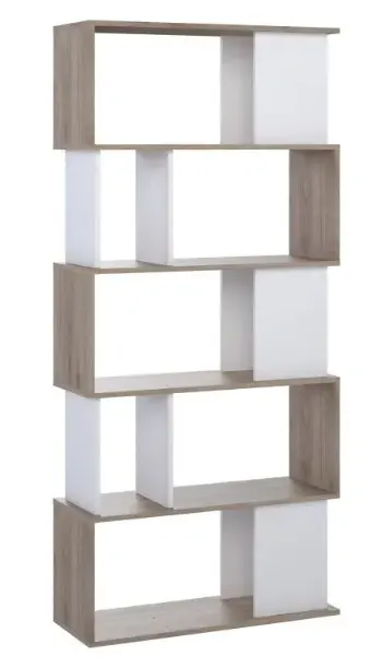 Maze Open Bookcase - White, Oak Effect