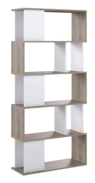 Maze Open Bookcase - White, Oak Effect