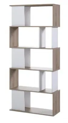 Maze Open Bookcase - White, Oak Effect