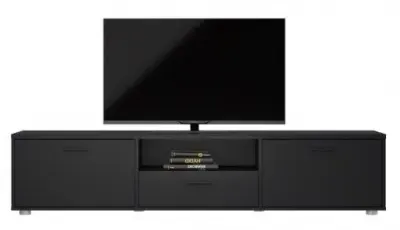 Media Large TV Unit with Storage - Black