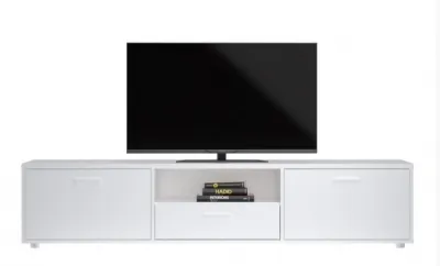 Media Large TV Unit with Storage - White image