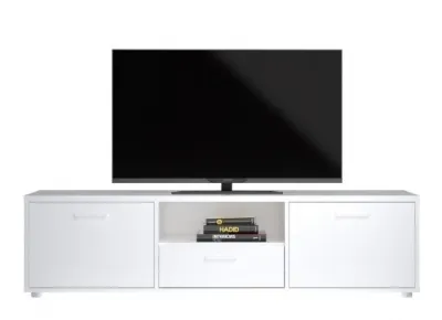 Media TV Unit with Storage - White image