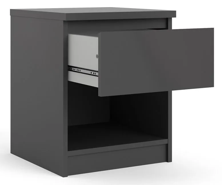 Naia 1 Drawer Bedside Cabinet - Black Matt