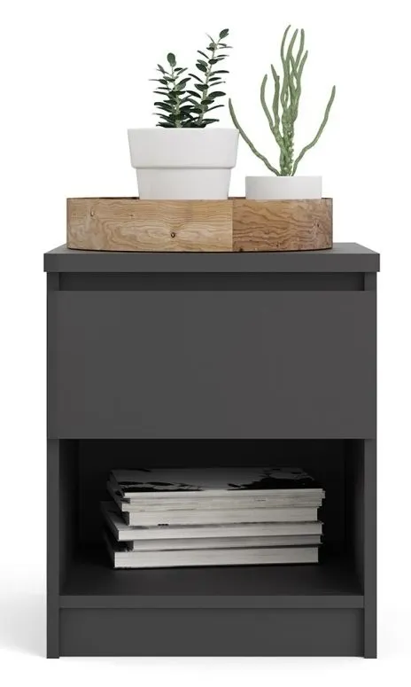 Naia 1 Drawer Bedside Cabinet - Black Matt