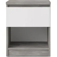 Naia 1 Drawer Bedside Cabinet - Grey, White Gloss