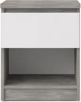 Naia 1 Drawer Bedside Cabinet - Grey, White Gloss