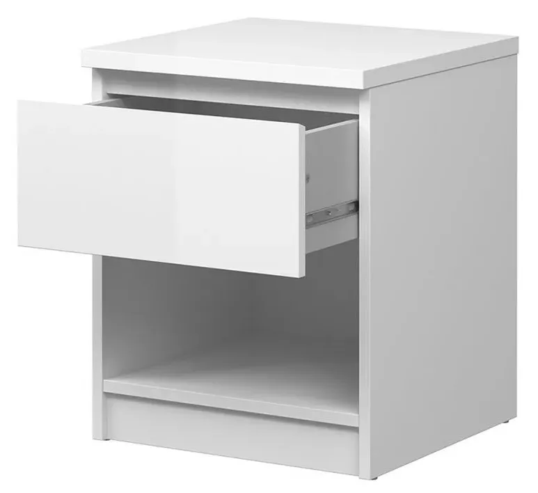 Naia 1 Drawer Bedside Cabinet - White Gloss