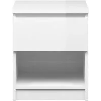 Naia 1 Drawer Bedside Cabinet - White Gloss