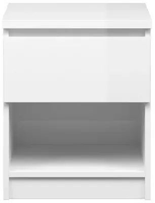 Naia 1 Drawer Bedside Cabinet - White Gloss