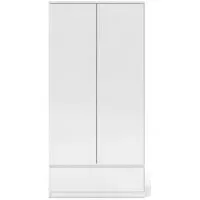 Naia 2 Door 1 Drawer Double Wardrobe - White, High Gloss
