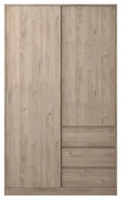 Naia 2 Door 3 Drawer Wardrobe - Oak image
