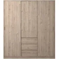 Naia 3 Door 3 Drawer Wardrobe - Oak