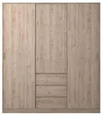 Naia 3 Door 3 Drawer Wardrobe - Oak
