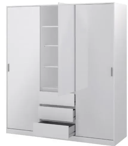 Naia 3 Door 3 Drawer Wardrobe - White