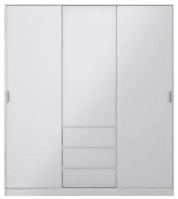 Naia 3 Door 3 Drawer Wardrobe - White