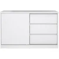 Naia Sliding Door Storage Unit - White, High Gloss