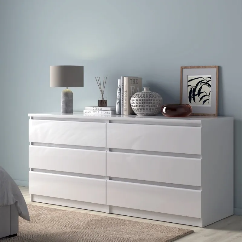 Naia Wide Chest of Drawers - White Gloss