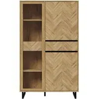 Nikomedes Spica Chevron Display Cabinet - Oak, Black